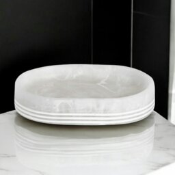 Rackhams Bianco Frost Onyx White Striped 5 Piece Bathroom Accessory Set - thumbnail 4
