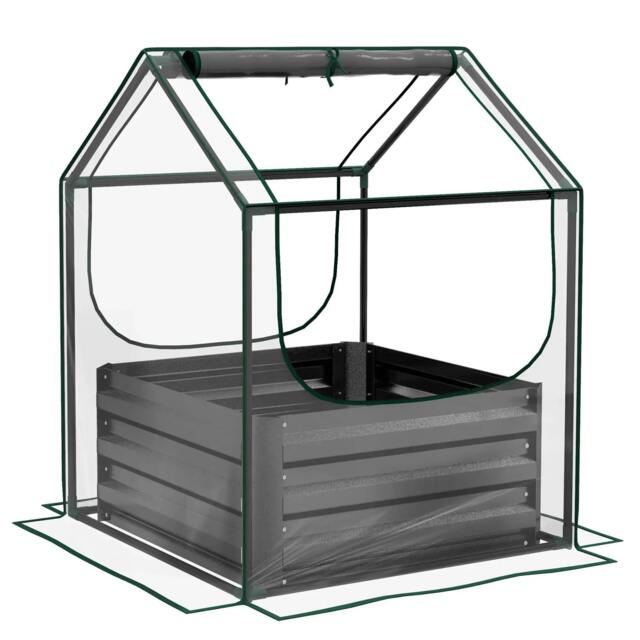 Rackhams 61 x 61cm Garden Planter Bed, with Cover - Grey - image 1