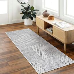 Rackhams Galey Alix Architect-Modern Ivory Black Graphic High Pile Rug - 80 x 220 cm - thumbnail 1