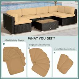 Rackhams Garden Rattan Sofa Set Polyester Cover Replacement No Cushion Beige - Grey - thumbnail 4
