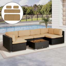 Rackhams Garden Rattan Sofa Set Polyester Cover Replacement No Cushion Beige - Grey - thumbnail 3