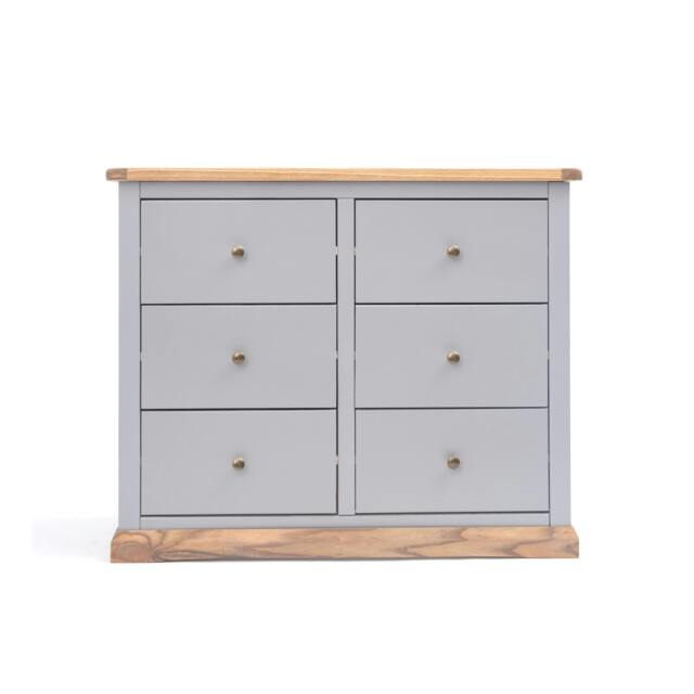 Rackhams Bicarri 6 Drawer Chest of Drawers Brass Knob - Grey - image 1