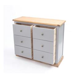 Rackhams Bicarri 6 Drawer Chest of Drawers Brass Knob - Grey - thumbnail 4