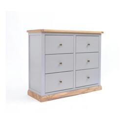 Rackhams Bicarri 6 Drawer Chest of Drawers Brass Knob - Grey - thumbnail 2