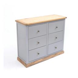 Rackhams Bicarri 6 Drawer Chest of Drawers Brass Knob - Grey - thumbnail 3