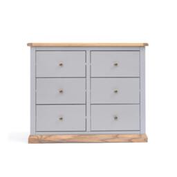 Rackhams Bicarri 6 Drawer Chest of Drawers Brass Knob - Grey