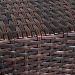 Rackhams Rattan Outdoor Coffee Table, Wicker Garden Patio Bistro Side Table with Umbrella Hole and Storage Space for Balcony, Porch, Brown - Brown - thumbnail 6