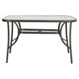 Rackhams 4/6 Seater Glass Garden Table with Parasol Hole - Only 6Pcs Black Chairs - thumbnail 4