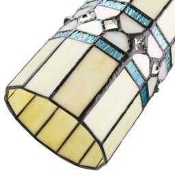 Rackhams Contemporary Amber Glass Tiffany Pendant Light Shade with Bright Teal Strips - thumbnail 3