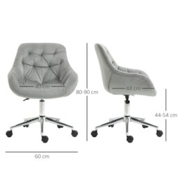 Rackhams Velvet Home Office Chair Desk Chair with Adjustable Height, Grey - Dark Grey - thumbnail 6