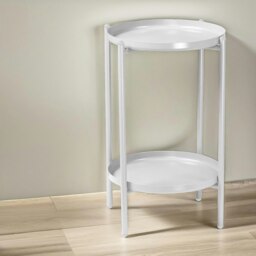 Rackhams 2 Tier Round Metal Coffee Table White