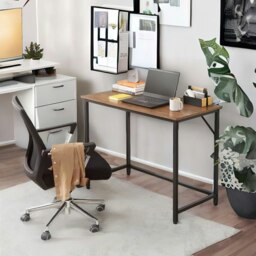Rackhams Industrial Computer Desk Home Office Workstation Rustic Brown - thumbnail 2