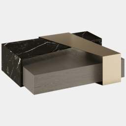 Rackhams Philip Centre Table with Luxe Oak Marble & Brushed Brass - thumbnail 2