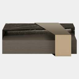 Rackhams Philip Centre Table with Luxe Oak Marble & Brushed Brass - thumbnail 1