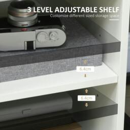 Rackhams Multi-Storage Printer Stand Unit Office Desk Side Mobile Storage w/ Wheels Modern Style 60L x 50W x 65.5H cm - White - thumbnail 5