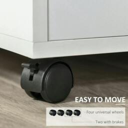 Rackhams Multi-Storage Printer Stand Unit Office Desk Side Mobile Storage w/ Wheels Modern Style 60L x 50W x 65.5H cm - White - thumbnail 6