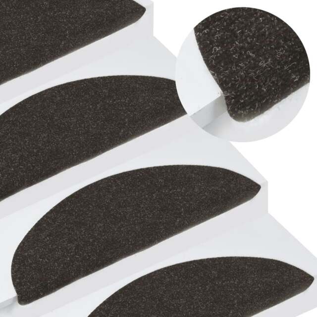 Rackhams Stair Mats Self-adhesive 10 pcs Black 56x17x3 cm - image 1