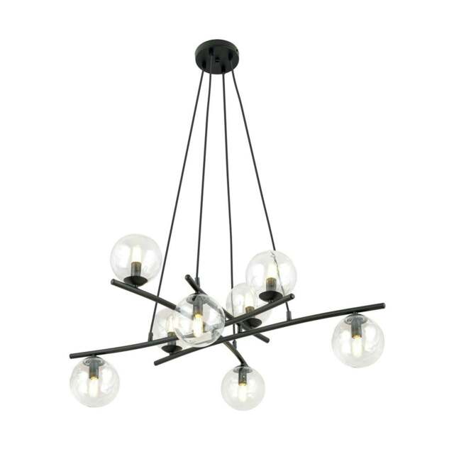 Rackhams ESSA Pendant lamp 8 x E14 Black with Transparent Shade - image 1