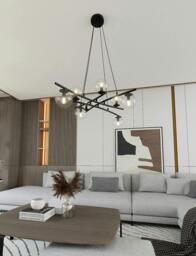 Rackhams ESSA Pendant lamp 8 x E14 Black with Transparent Shade - thumbnail 3