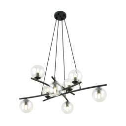 Rackhams ESSA Pendant lamp 8 x E14 Black with Transparent Shade - thumbnail 1