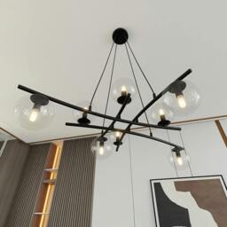 Rackhams ESSA Pendant lamp 8 x E14 Black with Transparent Shade - thumbnail 5