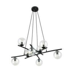 Rackhams ESSA Pendant lamp 8 x E14 Black with Transparent Shade - thumbnail 2