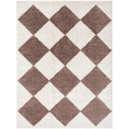 Rackhams Fossay Shag-Washable Beige Brown High Pile Diamond Rug - 120 x 170 cm - thumbnail 2
