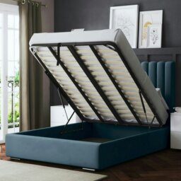 Rackhams Evangeline Ottoman Bed with Upholstered Headboard - Blue - Small Double / 4ft - thumbnail 5