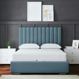 Rackhams Evangeline Ottoman Bed with Upholstered Headboard - Blue - Small Double / 4ft - thumbnail 1
