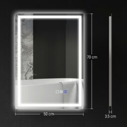 Rackhams 500 x 700 mm Illuminated Bathroom Mirror with Bluetooth Silver - Silver - 80 x 60 x 3.5 cm - Modern - thumbnail 6