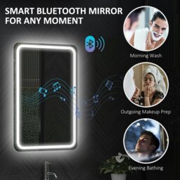 Rackhams 500 x 700 mm Illuminated Bathroom Mirror with Bluetooth Silver - Silver - 80 x 60 x 3.5 cm - Modern - thumbnail 5