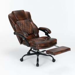 Rackhams Heavy Duty Executive Office Chair with Footrest, Ergonomic High Back Desk Chair, Adjustable Angle Chair - PU Leather - thumbnail 5