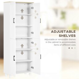Rackhams Modern Kitchen Cupboard Storage Cabinet with 4 Shelves, White - Grey - thumbnail 6