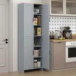 Rackhams Modern Kitchen Cupboard Storage Cabinet with 4 Shelves, White - Grey - thumbnail 1