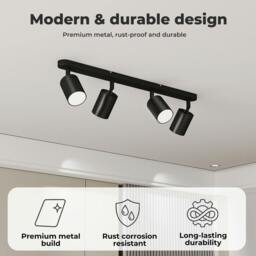 Rackhams Ceiling Spotlight Adjustable Kitchen Bar Spot Light LED GU10 No Bulbs - 3 Way White - thumbnail 6
