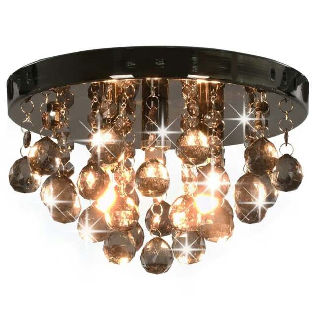 Rackhams Ceiling Lamp with Smoky Beads Black Round G9