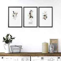 Rackhams Wall Art For Laundry Room - Set of 3 wall art prints - 16 x 22 inches / 40.65 cm x 56 cm - Polyester Canvas 260 gsm - Canvas wrapped - thumbnail 3