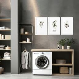 Rackhams Wall Art For Laundry Room - Set of 3 wall art prints - 16 x 22 inches / 40.65 cm x 56 cm - Polyester Canvas 260 gsm - Canvas wrapped - thumbnail 2