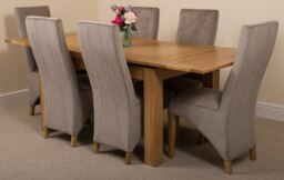 Rackhams Richmond Medium Oak Extendable Dining Table with Lola Fabric Chairs - 6 chairs - Grey - thumbnail 1