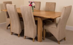Rackhams Richmond Medium Oak Extendable Dining Table with Lola Fabric Chairs - 6 chairs - Grey - thumbnail 4