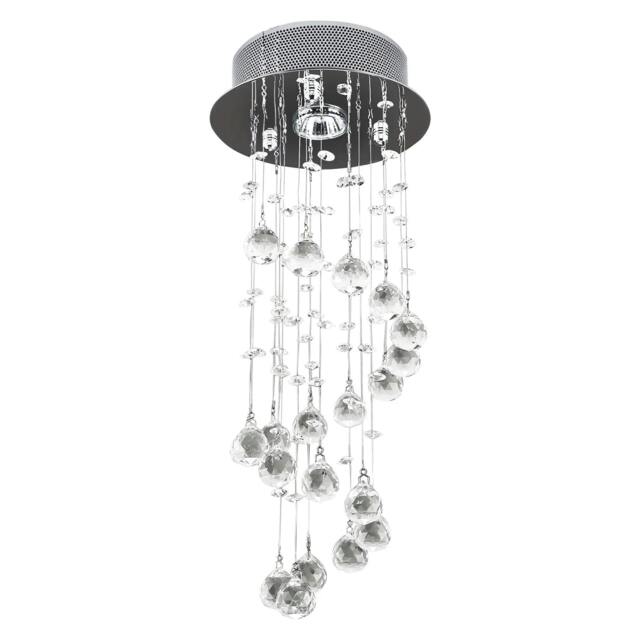 Rackhams Metal Crystal Ceiling Light Chandelier Elegant Pendant Lamp Living Room Stairway Stairway Spiral Rain Drop Pendant Lamp Silver - image 1