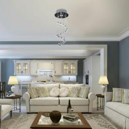 Rackhams Metal Crystal Ceiling Light Chandelier Elegant Pendant Lamp Living Room Stairway Stairway Spiral Rain Drop Pendant Lamp Silver - thumbnail 2