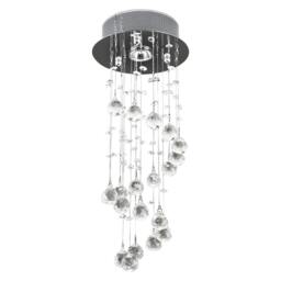 Rackhams Metal Crystal Ceiling Light Chandelier Elegant Pendant Lamp Living Room Stairway Stairway Spiral Rain Drop Pendant Lamp Silver - thumbnail 1