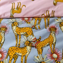Rackhams Untamed Cheetah Cotton Reversible Duvet Cover Set Grey - Super King - Grey - thumbnail 5