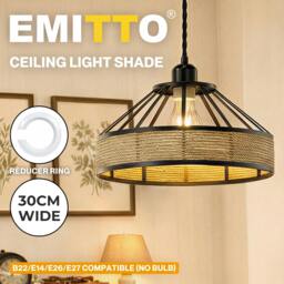 Rackhams Modern Ceiling Pendant Light Shade Industrial Hemp Rope Lamp Shade 30cm - thumbnail 2