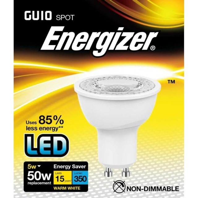 Rackhams LED GU10 5w Light Bulb Cap 350lm 3000k Warm White - White - One Size