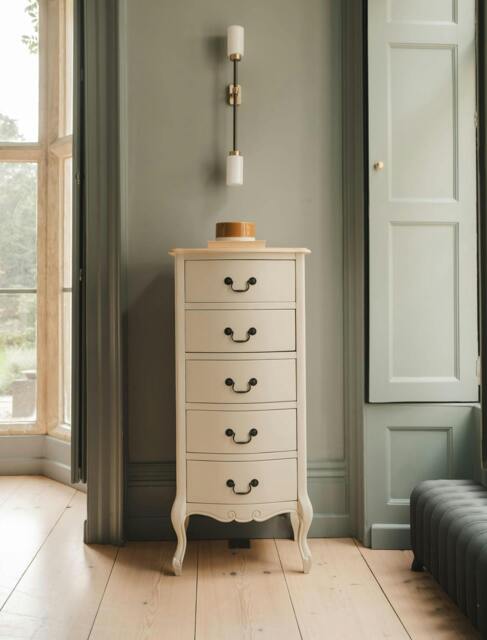 Rackhams Juliette Tallboy 5 Drawer French Style Bedroom Chest - Champagne, Cream - image 1