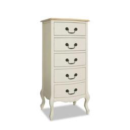 Rackhams Juliette Tallboy 5 Drawer French Style Bedroom Chest - Champagne, Cream - thumbnail 5