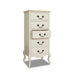 Rackhams Juliette Tallboy 5 Drawer French Style Bedroom Chest - Champagne, Cream - thumbnail 4