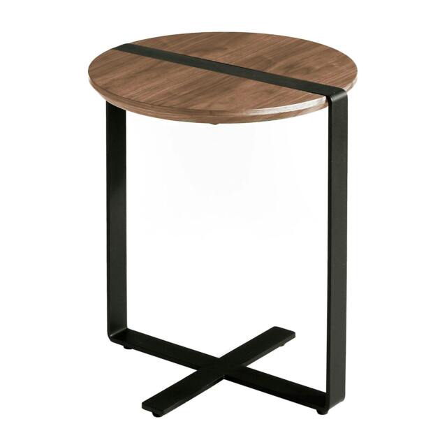 Rackhams Round Corner Table Walnut and Black Steel 2054 - image 1